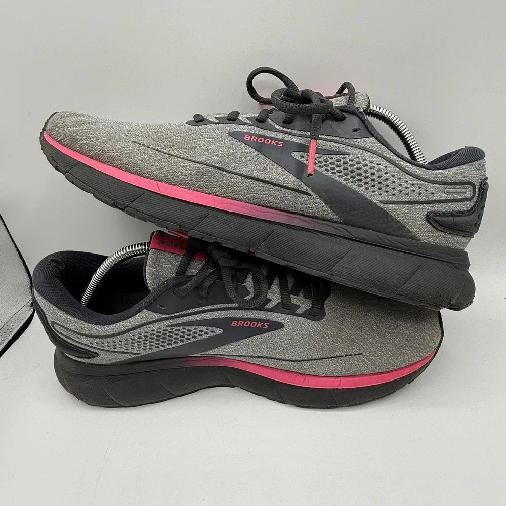 Brooks Trace 2 Gray Pink Running Shoes‎ Sneakers Size Women's 12 *Heal Holes